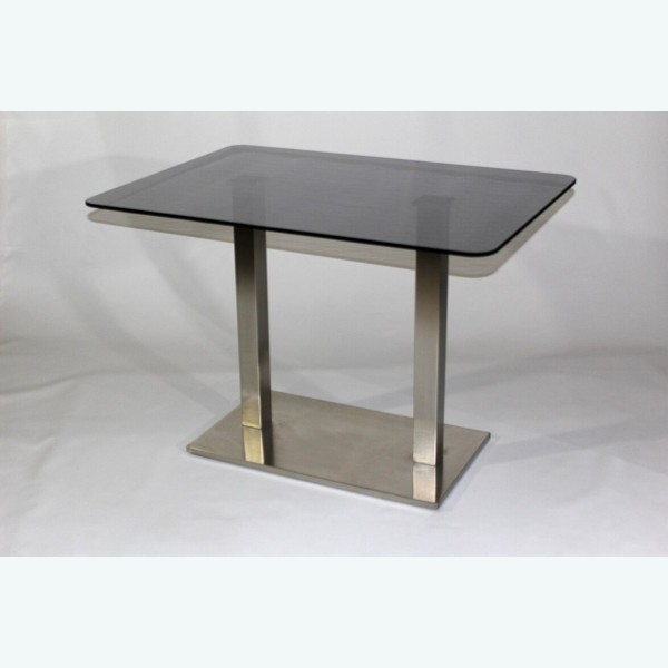 Стеклянный обеденный стол Е77К серый