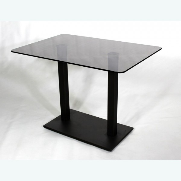 Стеклянный обеденный стол Е77К серый каркас черный
