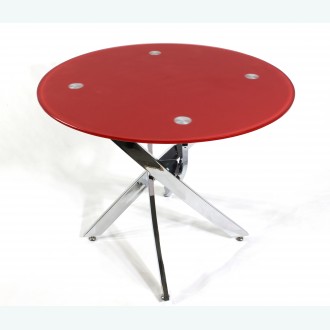 Стол обеденный C75-18 DT17 окрас красный (металлокаркас хром)