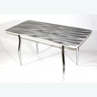 Раздвижной стол из стекла Милан 10 фотопечать серый песок фигурные опоры хром