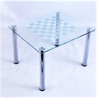 Кофейный столик Модерн 01 прозрачный с рисунком шахматная доска