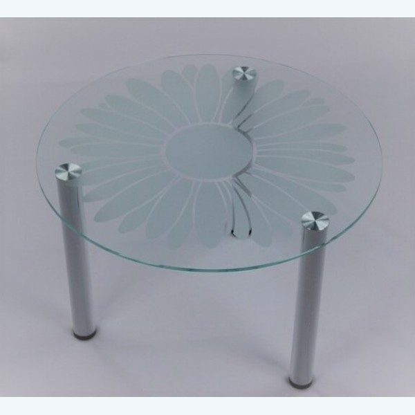 Кофейный столик Модерн 03 с пескоструйным рисунком Ромашка М