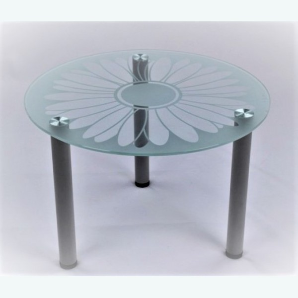 Кофейный столик Модерн 03 с пескоструйным рисунком Ромашка П